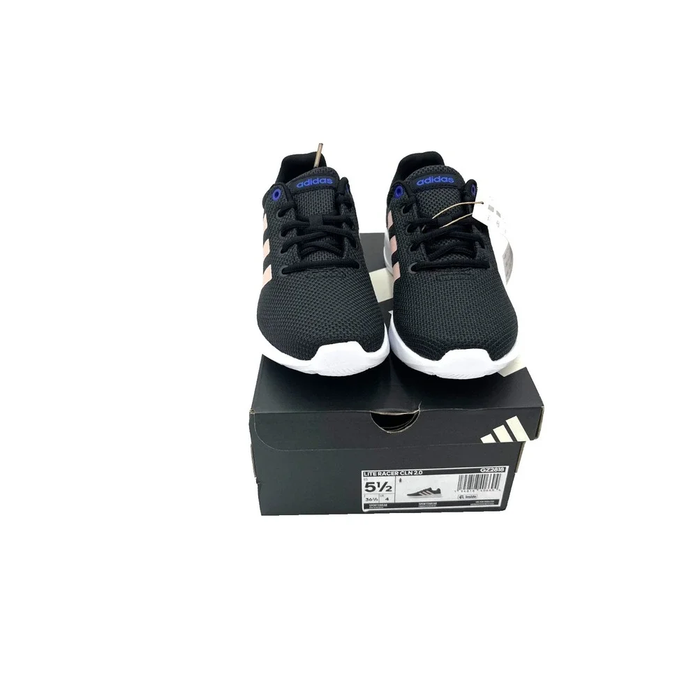 Adidas Lite Racer CLN 2.0 Women's Sneakers Black Pink Stripes size 5‎ 1/2 GZ2818